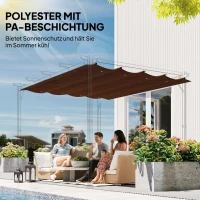 Outsunny Ersatzdach für 2,85 x 2 m Gartenpavillon, ausziehbar, einfache Montage, Polyester, Kaffee(m-5)