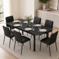 HOMCOM Table à manger extensible de 4 à 6 personnes, pieds en acier, pour petits espaces, salle à manger, noir(m-8)