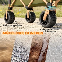 Outsunny Bollerwagen, klappbar, mit Klapptisch, Stahlrahmen, höhenverstellbarer Griff, Grün, 108 x 55 x 93 cm(m-7)