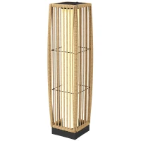 Outsunny Lanterne Solaire Extérieure en résine tressée lampadaire sans fil rechargeable  capteur de lumière 19 x 19 x 68 cm sable(m-12)