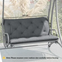 Outsunny 2 Seater Bench Pad, Garden Swing Chair Cushion with Back and Ties, Tufted Style Garden Furniture Window Seat Cushion for Indoor and Outdoor Use, 98 x 100 cm, Dark Grey(m-3)