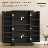 HOMCOM Armadio da Cucina con 5 Ripiani Centrali e 2 Ripiani Laterali a 6 Livelli, in MDF, 60x30x104 cm, Nero(m-6)