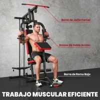 SPORTNOW Máquina de Musculación con Polea Alta y Baja Prensa de Pecho y Piernas Compatible con Discos 25 y 50 mm (No Incluidos)(m-7)