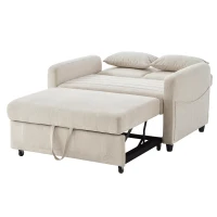 Adjustable Sofa Bed with 3-Level Backrest, Comfortable Couch for Small Apartments, Living Rooms, or Bedrooms, 112L x 169W x 59H cm, Beige(m-12)