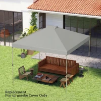 Outsunny Pavillon-Dach Ersatz UV50+ wasserfest mit 8 Abflusslöchern 3 x 3 m, Hellgrau(m-10)