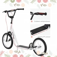 HOMCOM step scooter stadsscooter kinderen luchtband verstelbare step aluminium wit(m-7)