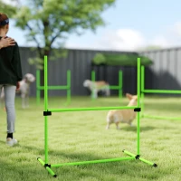 PawHut Agility Set Hunde 4-teiliges höhenverstellbar Agility-Ausrüstung mit 4 Hürden Tragetasche 99 x 65 x 94 cm Grün(m-9)
