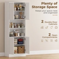 HOMCOM 170 cm Kitchen Pantry Cabinet, Freestanding Storage Cabinet with Soft-Close Hinges, White Wood Effect(m-4)
