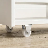 kleankin Storage Cart, 4-Tier Compact Storage Trolley on Wheels and Handle, 48W x 15D x 80H cm, White(m-13)