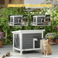 PawHut Katzenhaus Wetterfeste Katzenhütte aus Holz mit aufklappbarem Dach Aluminium-Isolierplatten Asphaltdach 61x51x53,5 cm(m-8)
