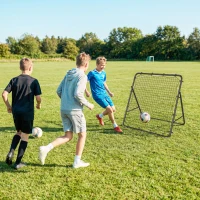 SPORTNOW Red de Rebote Plegable Reboteador de Fútbol Ángulo Ajustable de 5 Niveles con Tubo de Acero 120x73x112 cm Negro(m-7)