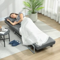 HOMCOM Sillón Cama Individual 3 en 1 Sofá Cama Plegable con Respaldo Ajustable y Cojín para Sala Dormitorio 73x78x81 cm Gris(m-8)