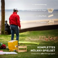 SPORTNOW Wikingerspiel Wurfspiel Holz Kubb Wikingerspiel mit 12 Skittles 1 Stock Transportbox für Familie Gruppen(m-4)