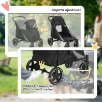 PawHut Carrinho para Cães Dobrável com Janelas de Malha Cinto de Segurança e Bolsos de Armazenamento 112x65x100 cm Cinzento(m-6)