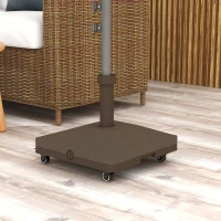 Outsunny Sonnenschirmständer bis 20kg befüllbar Quadratisch Schirmständer mit Rolle für Sonnenschirm 22-38mm Braun(m-2)