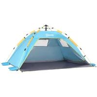 Outsunny Carpa de Playa Pop-up para 1-2 Personas con 2 Accesos y 2 Ventanas y Bolsa de Transporte 220x173x120 cm Azul Claro(m-1)