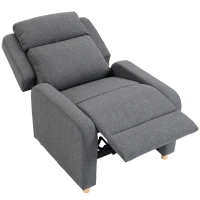 HOMCOM Sillón Relax Reclinable Manual Tapizado en Lino Instalación Rápida Reposapiés Acolchado Grueso y Patas de Madera Gris(m-16)