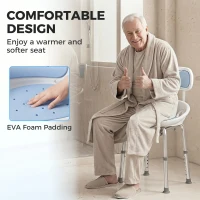 HOMCOM Shower Chair with Padded Seat Adjustable Height Shower Stool Bath Seat with Back and Anti-Slip Feet(m-5)