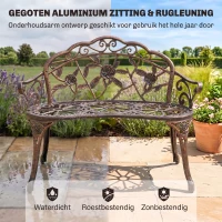 Outsunny Tuinbank 2-zits van metaal, zitbank in retrostijl, parkbank met bloemmotief 100 x 54 x 78 cm, Brons(m-5)