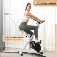 SPORTNOW Bicicleta Estática Plegable 8 Niveles Resistencia Magnética Monitor LCD Asiento Ajustable Sensor Ritmo Soporte Teléfono(m-6)