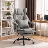 HOMCOM Executive Office Chair, Leathaire Big and Tall Office Chair 180 kg with Wide Seat, Reclining, Lumbar Support, Grey(m-14)