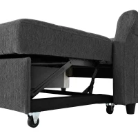 Convertible Sofa Bed with Adjustable Backrest, Functional Sofa with USB & Type-C Ports and Storage Pocket, 135L x 173W x 58H cm, Drak Grey(m-9)