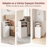 HOMCOM Conjunto de 2 Mesas de Cabeceira com Armário e Compartimentos Abertos, 25x30x60 cm, Branco(m-7)