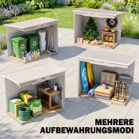 Outsunny Geräteschuppen, mit Lüftungsfenstern, Schiebetüren, verzinkter Stahl, 213 x 130 x 172 cm, Hellgrau(m-8)