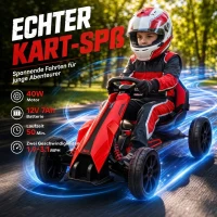 HOMCOM Elektro Go-Kart für Kinder 3-5km/h Gokart mit 2-Fach verstellbarem Geschwindigkeit, Sicherheitsgurt, EVA-Räder für 3-8(m-4)