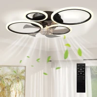 HOMCOM Ventilateur de plafond avec lumière et télécommande, plafonnier ventilateur 77 cm avec 6 vitesses, noir(m-12)