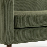HOMCOM 2 Seater Sofa, 118 cm Corduroy Small Loveseat with Spring Cushion, Wood Legs for Small Space, Living Room, Dark Green(m-13)