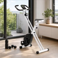 SPORTNOW Bicicleta Estática Plegable 8 Niveles Resistencia Magnética Monitor LCD Asiento Ajustable Sensor Ritmo Soporte Teléfono(m-8)