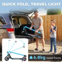 SPORTNOW Folding Electric Scooter for Kids, with Dual Brakes, Front Suspension, LED Colourful Lights, Blue(m-7)