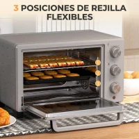 HOMCOM Horno Sobremesa de 21L 1400W Mini Horno Eléctrico Temporizador hasta 60min y Temperatura Regulable hasta 230℃ Plateado(m-5)