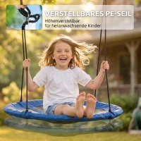 Outsunny Nestschaukel, wetterfest, bis 100 kg, längenverstellbare Seile, Φ110 cm, Blau(m-6)