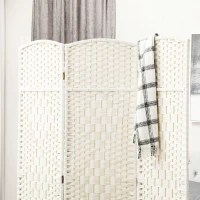 HOMCOM Separador de Ambientes de 3 Paneles Biombo Plegable 135x180 cm Pantalla de Privacidad de Polipropileno Blanco(m-7)