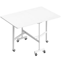 HOMCOM Mesa de Comedor Plegable para 4-6 Personas con Ruedas y Alas Abatibles Mesa Abatible para Cocina 120x80x73 cm Blanco(m-1)