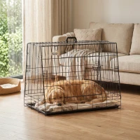 PawHut 35"(90 cm) Car Dog Crate Medium Large Collapsible Slanted Travel Dog Cage with Tray for Car Boot(m-8)
