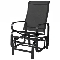 Outsunny Outdoor Gliding Rocking Chair with Sturdy Metal Frame Garden Comfortable Swing Chair, Black(m-15)