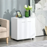 HOMCOM Dulap Jos Multifuncțional cu 2 Uși și Roți Mobilier pentru Birou și Acasă din Lemn(m-15)