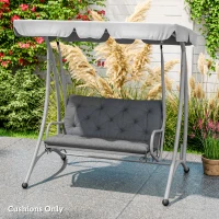 Outsunny 2 Seater Bench Pad, Garden Swing Chair Cushion with Back and Ties, Tufted Style Garden Furniture Window Seat Cushion for Indoor and Outdoor Use, 98 x 100 cm, Dark Grey(m-8)