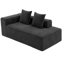 HOMCOM Canapea cu 2 locuri din chenille cu 2 perne șezut cu arcuri fără montaj 71,5x91,5x83 cm Gri închis(m-8)