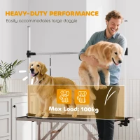 PawHut Hundepflegetisch Höhenverstellbar Tierpflegetisch Klappbar Hunde Pflegetisch Hundefriseur Tisch Schertisch Trimmtisch mit Unterkorb für Hunde Katzen bis zu 100 kg Schwarz(m-5)