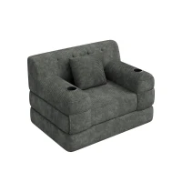 1-Seater Sleeper Sofa with Metal Frame and High-Density Foam, Convertible Chair Bed for Living Rooms or Home Offices, 107L x 80W x 81H cm, Dark Gray(m-10)