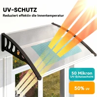 Outsunny Vordach für Haustür/Fenster, wetterfest, transparent, Aluminium-Verbindungstangen/Polycarbonat, 103x96,5x27cm, Schwarz(m-4)