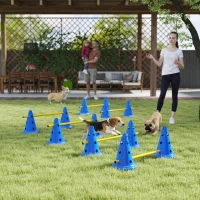 PawHut Agility Set Hunde 6-teiliges Agility-Ausrüstung für Hundetraining Steckhürdenset mit 12 Kegel 6 Hürden Tragetasche(m-10)