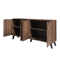 Generous 4-Door Sideboard with Adjustable Shelves, Versatile Cabinet for Living rooms, Bedrooms, or Entryways, 150L x 35W x 78H cm, Wood(m-11)