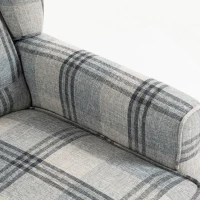 HOMCOM Faux Linen Armchair with Thick Spring Cushion, Wingback Accent Chair with High Back, Solid Wood Legs, Mixed Plaid(m-11)