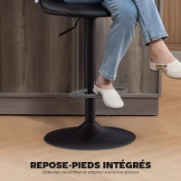 HOMCOM Lot de 2 tabourets de bar, chaises de bar réglable en hauteur avec assise pivotant en PU 44 x 45 x 85-106 cm noir(m-8)