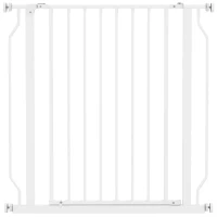 PawHut Barrera de Seguridad para Perros 75-85 cm para Puertas y Escaleras Apertura en Dos Sentidos Doble Bloqueo Blanco(m-1)